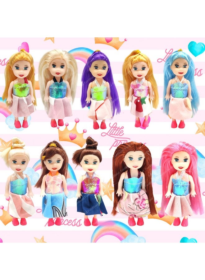 FunBlast Doll Toys for Kids, (Pack of 10 Pcs)- Small Doll for Girls- 10 CM Cute Realistic Dolls for Girls, Dolls for 3+ Years Girls (10Pcs, Multicolor) (Dress Color May Vary) - Image 5