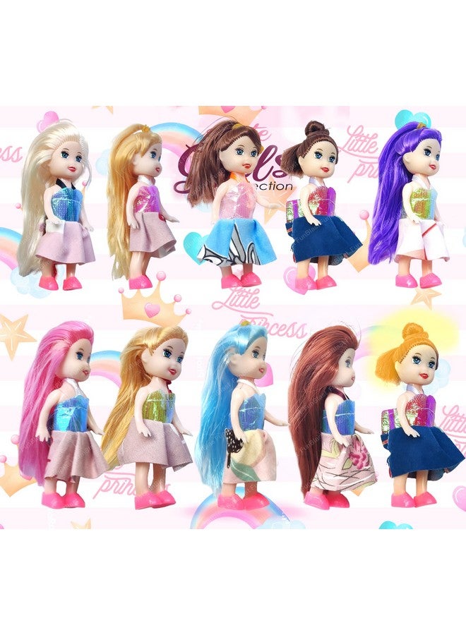 FunBlast Doll Toys for Kids, (Pack of 10 Pcs)- Small Doll for Girls- 10 CM Cute Realistic Dolls for Girls, Dolls for 3+ Years Girls (10Pcs, Multicolor) (Dress Color May Vary) - Image 3