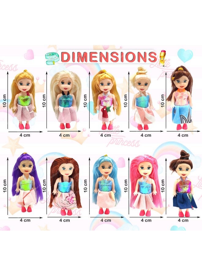 FunBlast Doll Toys for Kids, (Pack of 10 Pcs)- Small Doll for Girls- 10 CM Cute Realistic Dolls for Girls, Dolls for 3+ Years Girls (10Pcs, Multicolor) (Dress Color May Vary) - Image 2