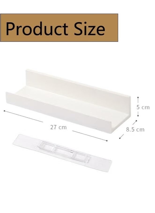 Bukela 2 Pieces Adhesive Floating Shelves, Bathroom Wall Organizer, Wall Storage Rack for Bathroom, Kitchen, Bedroom, White  - Image 2
