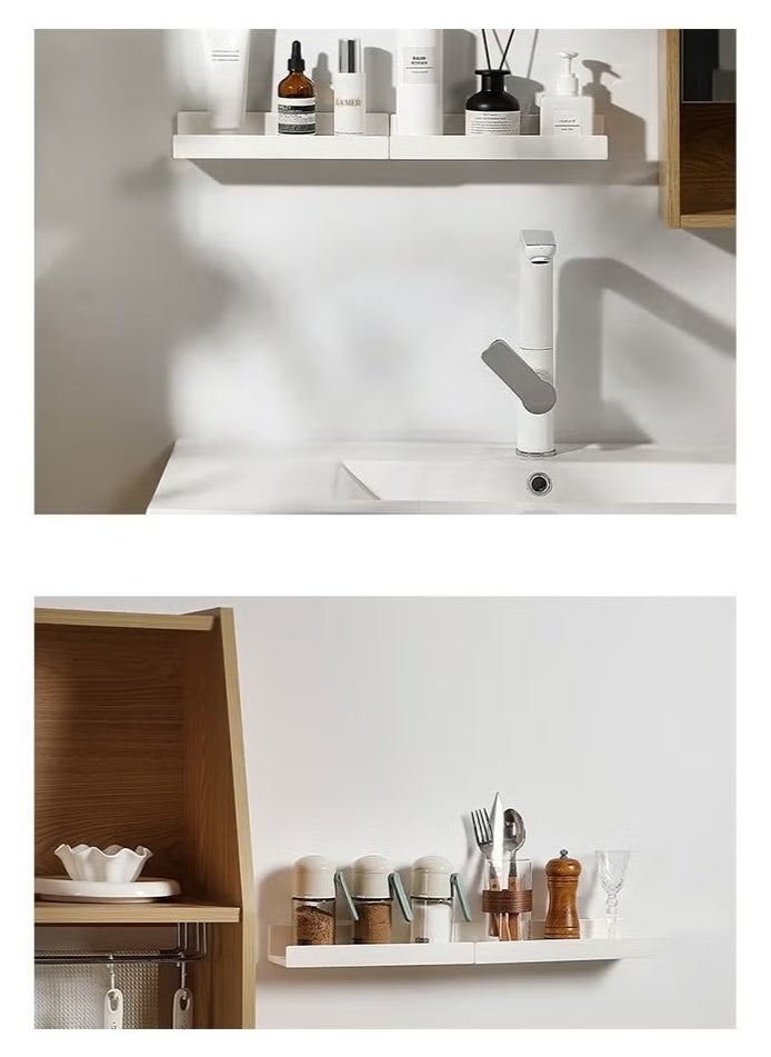 Bukela 2 Pieces Adhesive Floating Shelves, Bathroom Wall Organizer, Wall Storage Rack for Bathroom, Kitchen, Bedroom, White  - Image 3