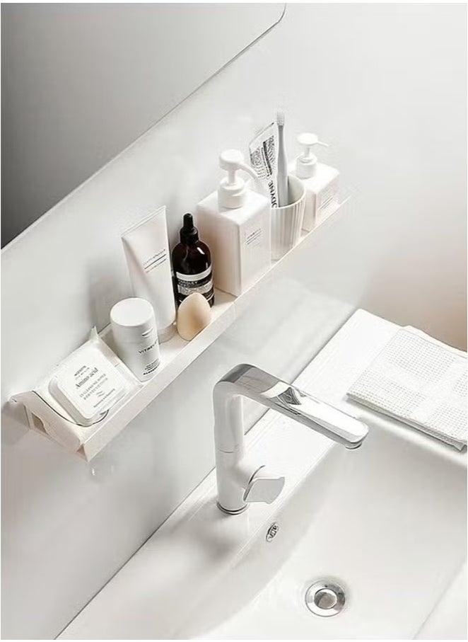 Bukela 2 Pieces Adhesive Floating Shelves, Bathroom Wall Organizer, Wall Storage Rack for Bathroom, Kitchen, Bedroom, White  - Image 4