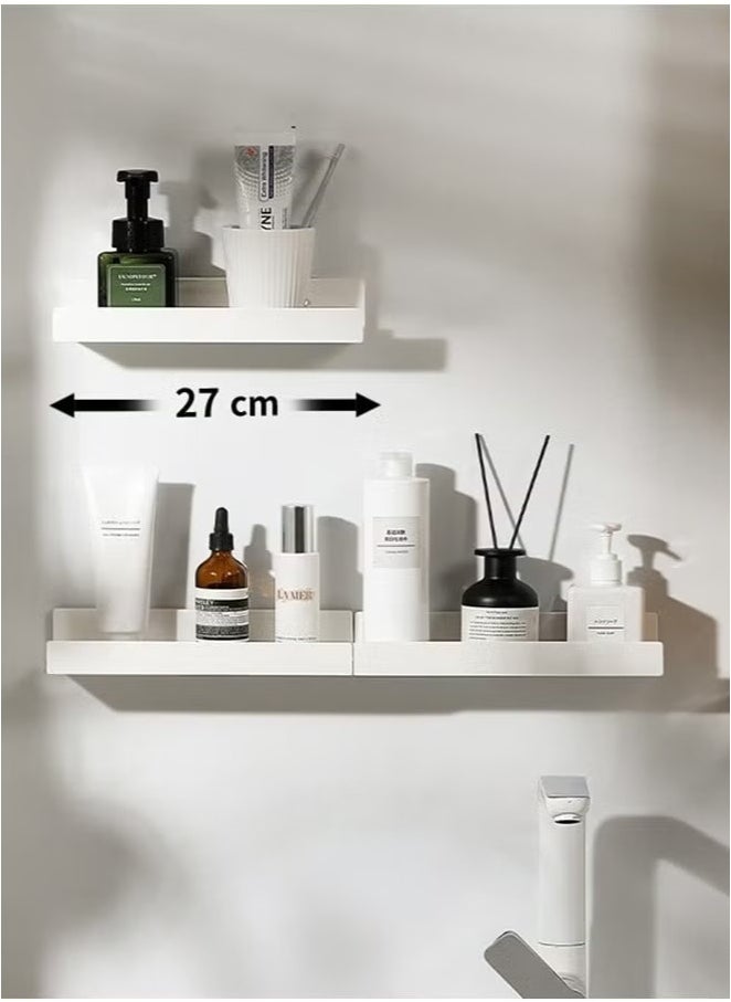 Bukela 2 Pieces Adhesive Floating Shelves, Bathroom Wall Organizer, Wall Storage Rack for Bathroom, Kitchen, Bedroom, White  - Image 5