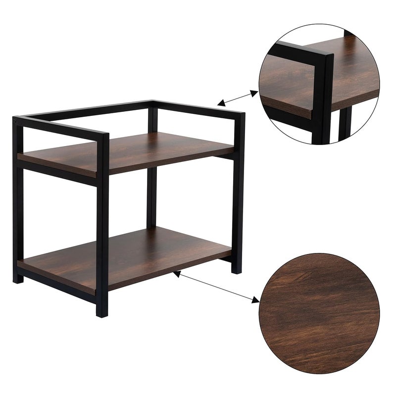 DIVYA DIVYA 2Layer Microwave Stand OTG Stand Microwave Oven Platform Rack Kitchen Storage Shelf Walnut Brown Black PipeAlloy SteelEngineered Wood Tiered Shelf  - Image 5
