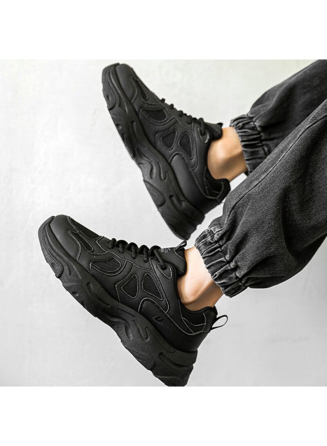 Pull Back Warrior Men's Casual Sports Shoes Autumn And Winter New Comfortable Versatile Dad Sneakers Wxy5522 Black Size 42 - Image 2
