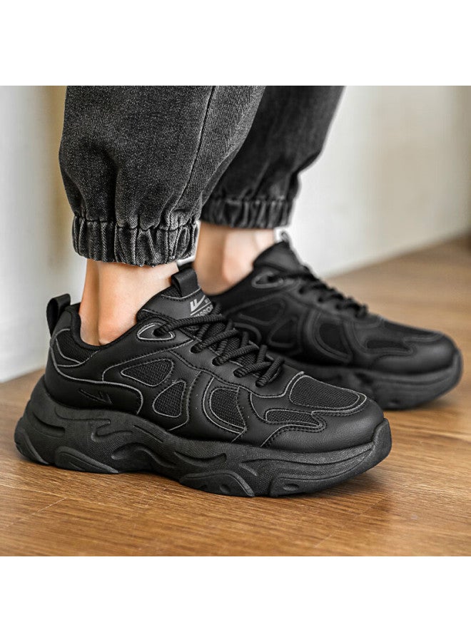 Pull Back Warrior Men's Casual Sports Shoes Autumn And Winter New Comfortable Versatile Dad Sneakers Wxy5522 Black Size 42 - Image 1