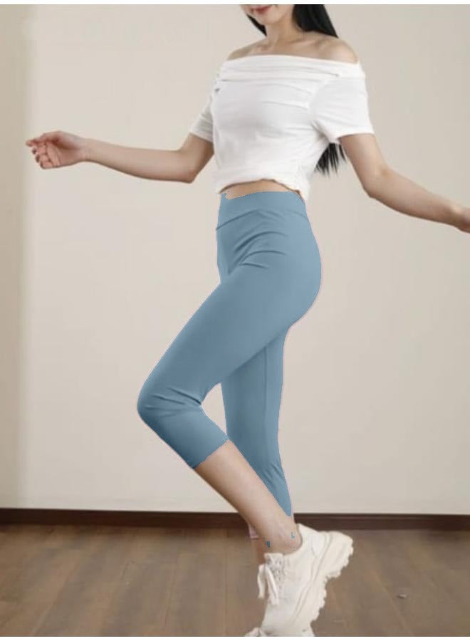 Women's Under-Knee Length Seamless Leggings Walking Exercise Workout Yoga Activewear KU402  - Image 3