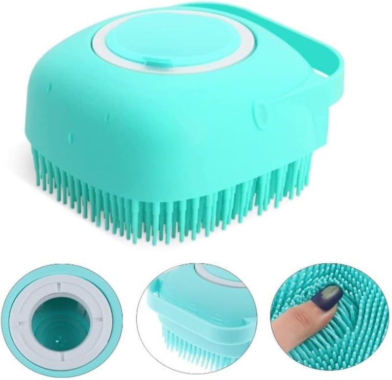 Silicone Bath Loofah with Reservoir, Massage Brush Exfoliating Bath and Shower Silicone with Soap Dispenser (Random color)