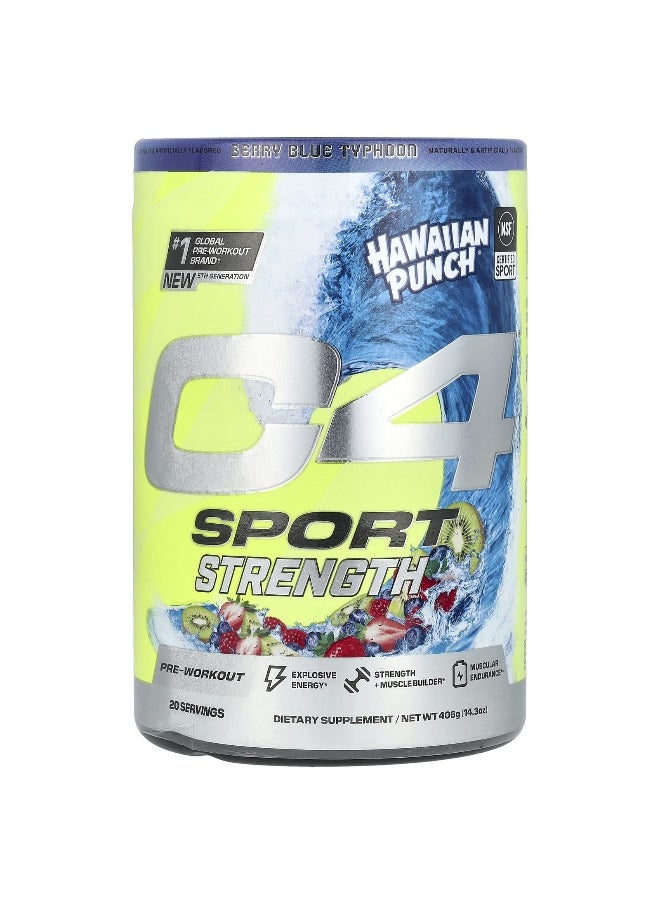 C4  Cellucor C4 / Cellucor, C4 Sport Strength, Pre-Workout, Hawaiian Punch®, Berry Blue Typhoon, 14.3 oz (406 g)  - Image 1