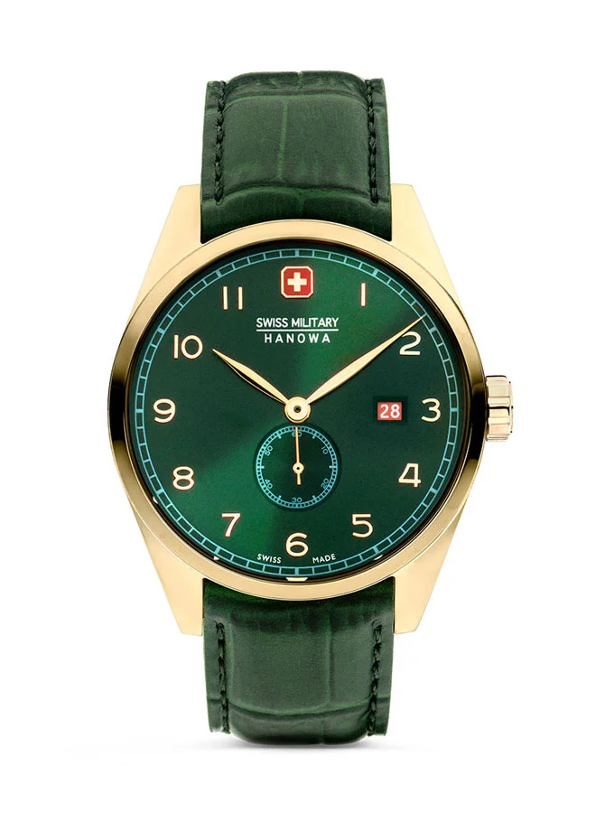 SWISS MILITARY HANOWA Swiss Military Lynx Watch For Men With Green Leather Strap 42mm 10ATM - SMWGB0000710