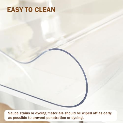 Royhom Clear Table Protector 36 x 48 Inch - 1.5mm Thick Plastic Table Cover, Clear Table Cover Protector Rectangle, Waterproof PVC Desk Mat for Coffee Table, Writing Desk, Dining Room, Dresser - Image 4