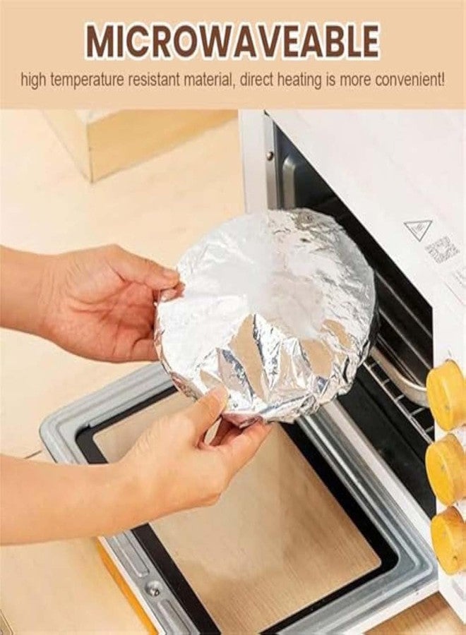 MVM Enterprise 50PCS Repeatable Film Insulation Cover, Aluminum Foil Food Covers,Kitchen Fresh-Keeping Insulation Film,Reusable Elastic Bowl, Aluminum Foil Dough Bowl Cover for Kitchen - Image 4