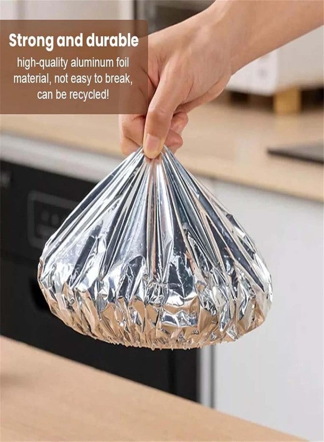 MVM Enterprise 50PCS Repeatable Film Insulation Cover, Aluminum Foil Food Covers,Kitchen Fresh-Keeping Insulation Film,Reusable Elastic Bowl, Aluminum Foil Dough Bowl Cover for Kitchen - Image 3