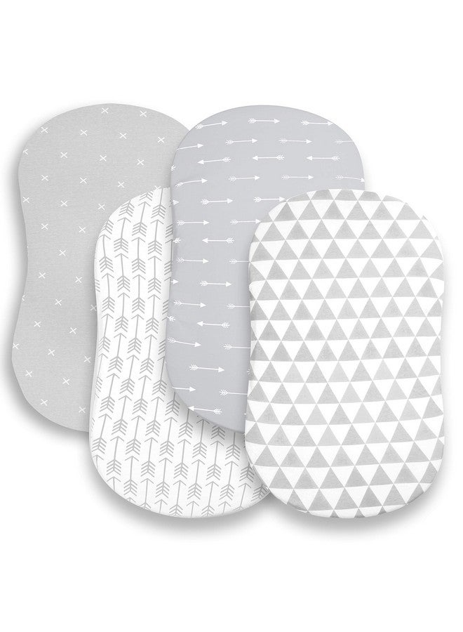 BaeBae Goods Bassinet Bed Sheets - Premium Bassinet Fitted Sheet for Halo, Mika Micky, Maxi Cosi & Others - 4 Pack 100% Jersey Knit - Bassinet Bedding for Standard Size Oval or Halo Bassinet Pads for Boys & Girls - Image 1