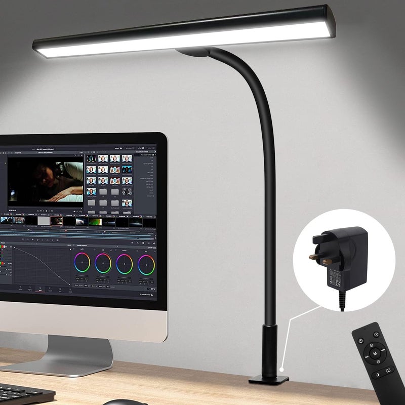 LOOPITYS 1 Desk Lamp With Clamp,3 Color Modes,Flexible Gooseneck Clamp Light, Eyecaring 18W Touch +Remote Control Color Brightness,Timer For Office,Study,2180 Lux Energy Conservation,Table Lamp,Desk Light - Image 1