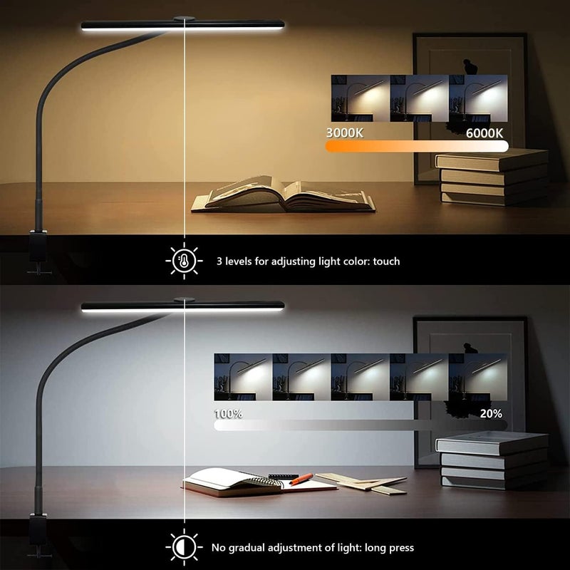 LOOPITYS 1 Desk Lamp With Clamp,3 Color Modes,Flexible Gooseneck Clamp Light, Eyecaring 18W Touch +Remote Control Color Brightness,Timer For Office,Study,2180 Lux Energy Conservation,Table Lamp,Desk Light - Image 4