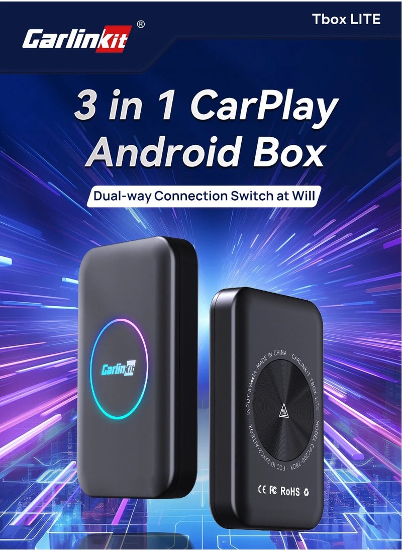 Carlinkit - CarlinKit Lite carplay AI box Android 10 2GB+32GB Wireless CarPlay Wireless Android Auto Youtube Netflix iptv 2.4G+5GWiFi car smart system box 4 in 1 play Store - Image 1
