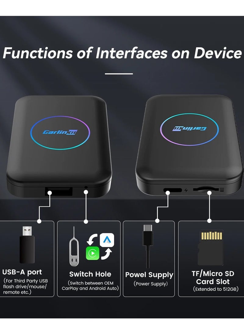 Carlinkit - CarlinKit Lite carplay AI box Android 10 2GB+32GB Wireless CarPlay Wireless Android Auto Youtube Netflix iptv 2.4G+5GWiFi car smart system box 4 in 1 play Store - Image 1