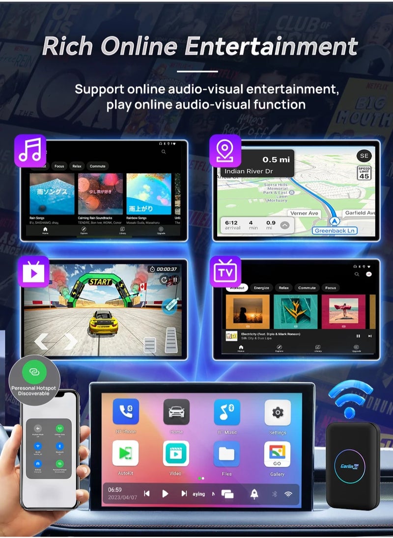 Carlinkit - CarlinKit Lite carplay AI box Android 10 2GB+32GB Wireless CarPlay Wireless Android Auto Youtube Netflix iptv 2.4G+5GWiFi car smart system box 4 in 1 play Store - Image 1