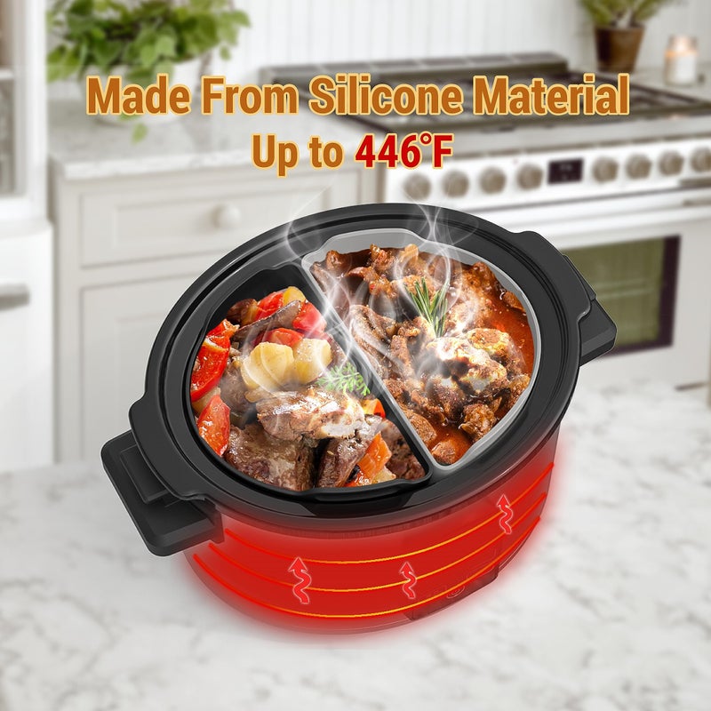 TAYDOIBAN Silicone Slow Cooker Liners Compatible With Crock Pot 6-8 QT,Slow Cooker Divider Allows Cooking Two Different Meals At Once Time, Reusable Silicone Divider Insert, Dishwasher Safe, BPA Free. - Image 3