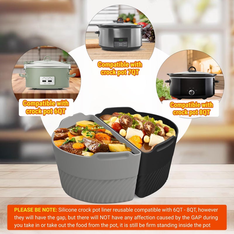 TAYDOIBAN Silicone Slow Cooker Liners Compatible With Crock Pot 6-8 QT,Slow Cooker Divider Allows Cooking Two Different Meals At Once Time, Reusable Silicone Divider Insert, Dishwasher Safe, BPA Free. - Image 2