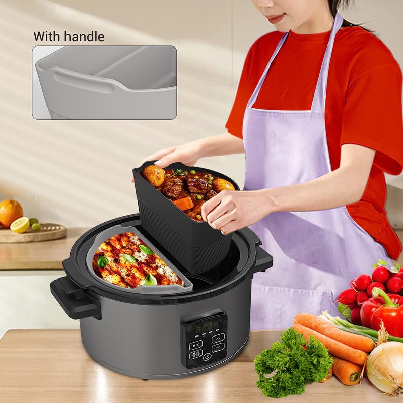 TAYDOIBAN Silicone Slow Cooker Liners Compatible With Crock Pot 6-8 QT,Slow Cooker Divider Allows Cooking Two Different Meals At Once Time, Reusable Silicone Divider Insert, Dishwasher Safe, BPA Free. - Image 5