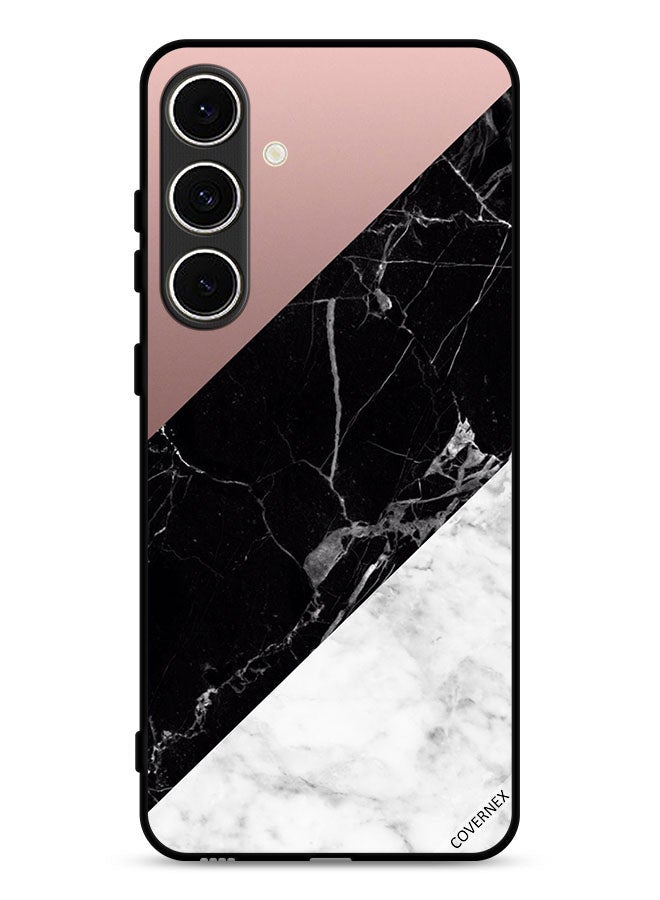 Covernex Samsung Galaxy A36 5G Protective Case Cover Marble & Plain Combination Pattern - Image 1