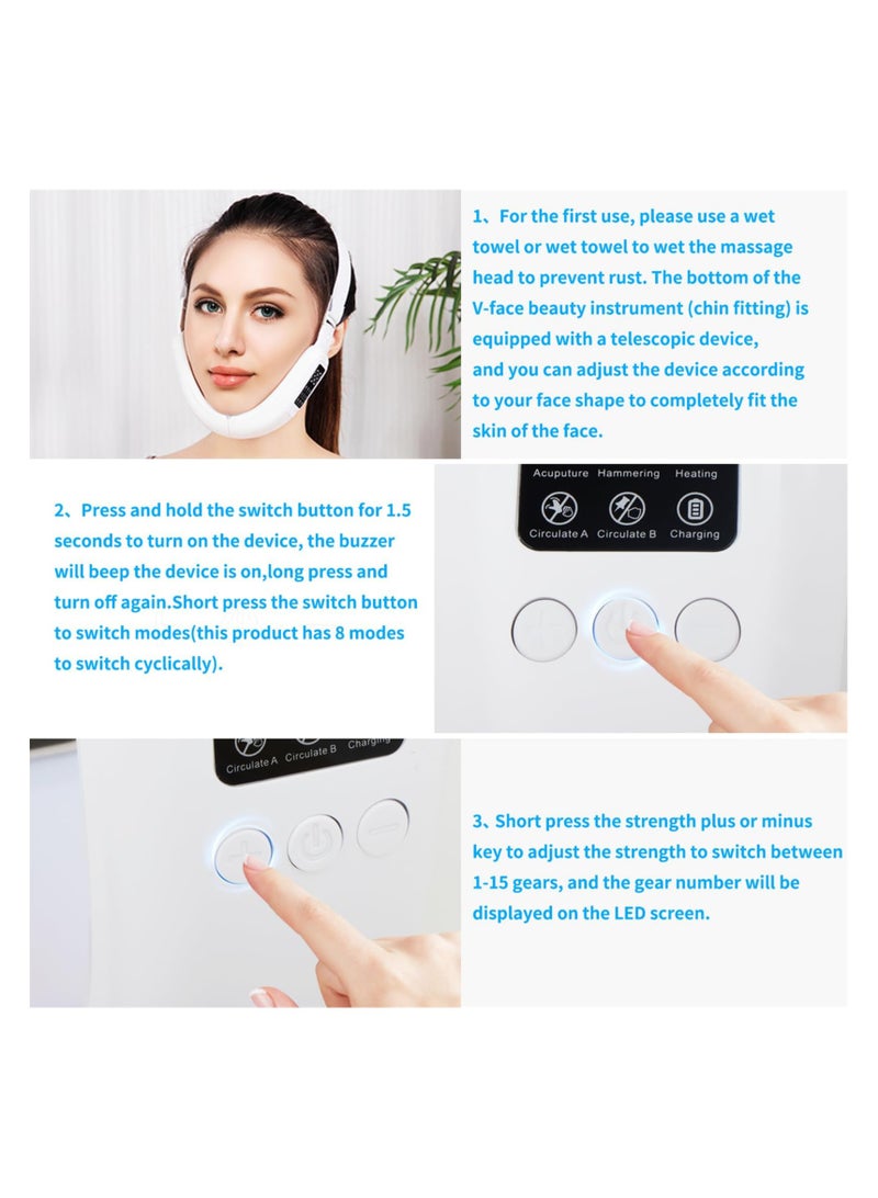 Loquat Electric Face Lift Double Chin Device, 8 Modes, 15 Intensity Levels, Intelligent Lifting, and Firming Facial Massager for Women - Image 3