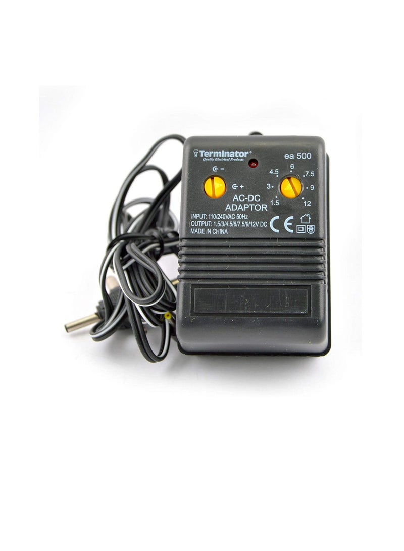 Terminator AC to DC 1.5V 3V 4.5V 6V 9V 12V Flat 3 pin Plug Power Supply Adapter 500mA - Image 1