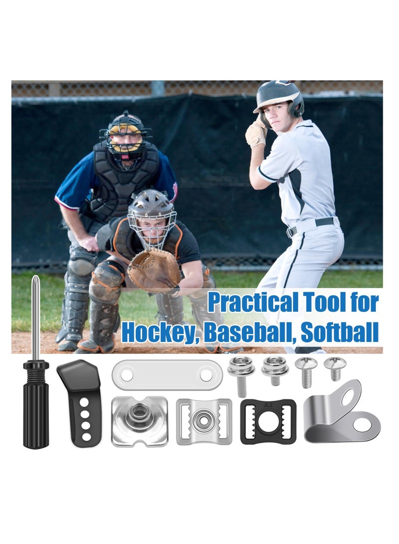 SYOSI Hockey Helmet Repair Kit, 31PCS, Football Helmet Hardware Kit Include 4 J Clips/ 4 Rubber Gaskets/ 4 R Shape Football Visor Clips/ 16 Screw Nuts/ 4 Chin Strap Adapter/ Screwdriver (31) - Image 1