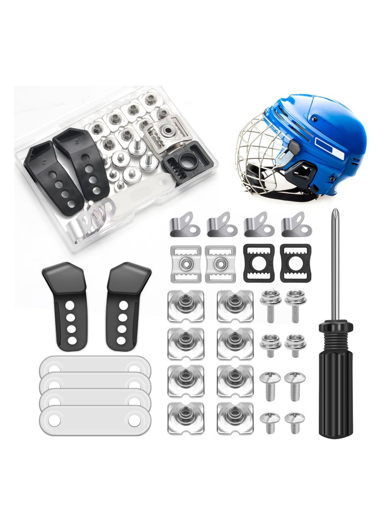 SYOSI Hockey Helmet Repair Kit, 31PCS, Football Helmet Hardware Kit Include 4 J Clips/ 4 Rubber Gaskets/ 4 R Shape Football Visor Clips/ 16 Screw Nuts/ 4 Chin Strap Adapter/ Screwdriver (31) - Image 2