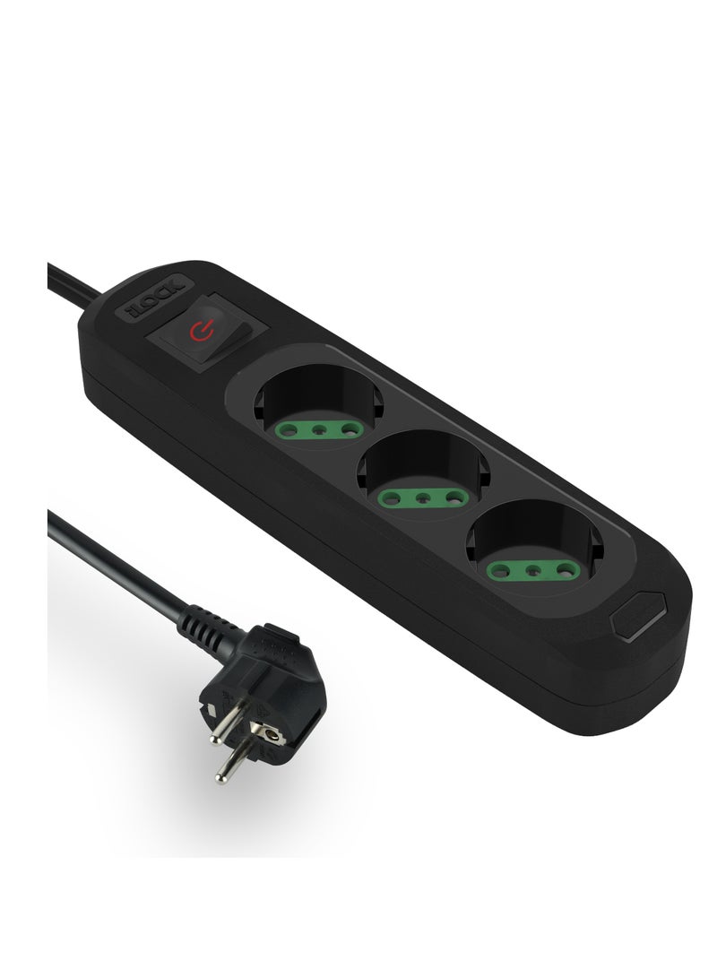 آي لوك مشترك كهرباء 16 امبير 3 عين 3500 وات كابل 3 متر اسود - Image 2