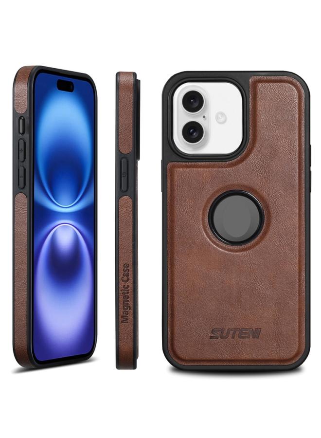 Suteni Case For iPhone 16 Plus G1 Magsafe Leather Back Phone Case - Image 1