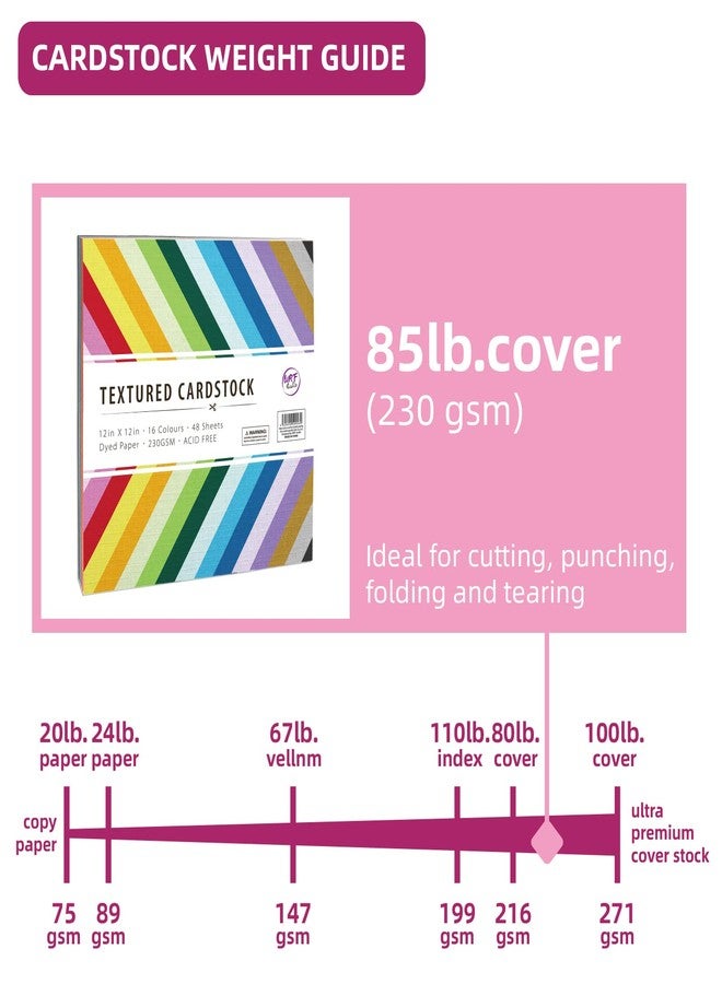 gocreate 48 Sheets 12x12 Square Solid Core Colorful Cardstock Textured 80 Lb Multi Colored Card Stock Paper 16 Assorted Colors for Card Making - Image 5