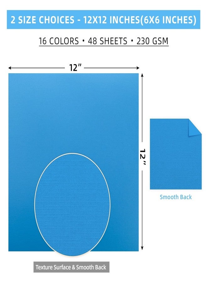 gocreate 48 Sheets 12x12 Square Solid Core Colorful Cardstock Textured 80 Lb Multi Colored Card Stock Paper 16 Assorted Colors for Card Making - Image 3