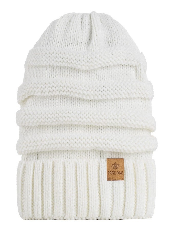 PAGE ONE Womens Winter Beanie Warm Cable Knit Hat Style Stretch Trendy Ribbed Chunky Cap - Image 3