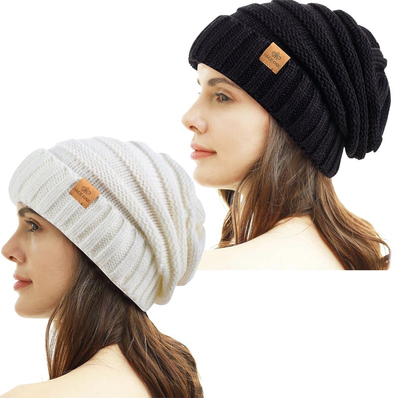 PAGE ONE Womens Winter Beanie Warm Cable Knit Hat Style Stretch Trendy Ribbed Chunky Cap - Image 1