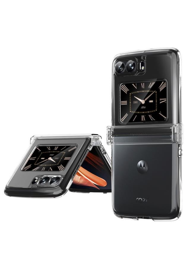 اس-توب جراب لهاتف Motorola Moto Razr 2022 مصنوع من الجلد الماكرون، مكون من ثلاث قطع، جراب هاتف بمفصلة - Image 1