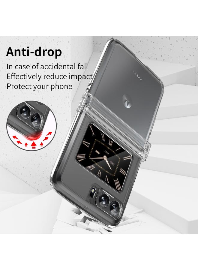 اس-توب جراب لهاتف Motorola Moto Razr 2022 مصنوع من الجلد الماكرون، مكون من ثلاث قطع، جراب هاتف بمفصلة - Image 3