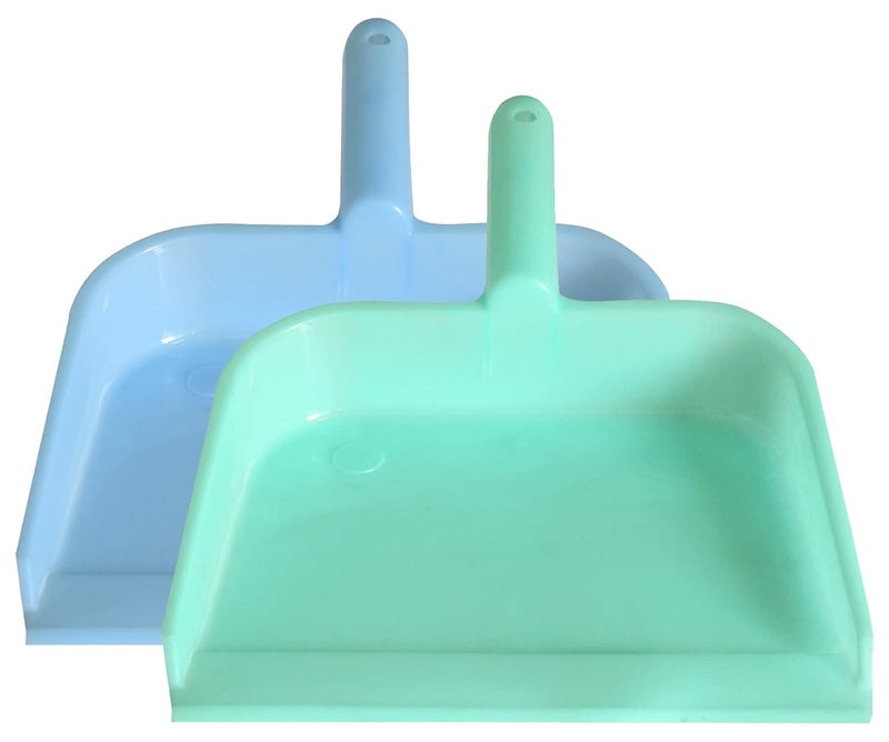 Kuber Industries Plastic Lightweight 10 Dustpan with Comfort Grip Handle for Easy Sweep Broom Pack of 2 Blue Green - Image 1