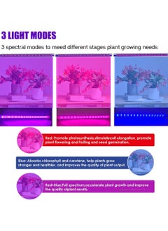 SYOSI شرائط إضاءة LED لنمو النباتات من SYOSI، إضاءة نمو كاملة الطيف للنباتات الداخلية مع مؤقت تشغيل وإيقاف تلقائي، 10 مستويات قابلة للتعتيم مع 48 مصباح LED، مصباح نمو Sunlike للشتلات المائية  - Image 3
