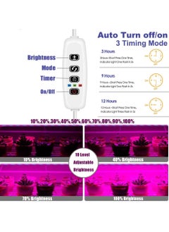 SYOSI شرائط إضاءة LED لنمو النباتات من SYOSI، إضاءة نمو كاملة الطيف للنباتات الداخلية مع مؤقت تشغيل وإيقاف تلقائي، 10 مستويات قابلة للتعتيم مع 48 مصباح LED، مصباح نمو Sunlike للشتلات المائية  - Image 4