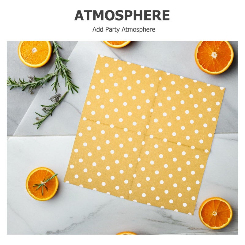 Decorative Printed Paper Napkins 16 Pcs Triple Layer Gold Dot 16.5x16.5cm - Image 4