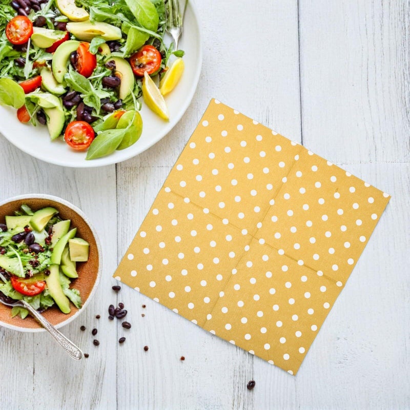 Decorative Printed Paper Napkins 16 Pcs Triple Layer Gold Dot 16.5x16.5cm - Image 5