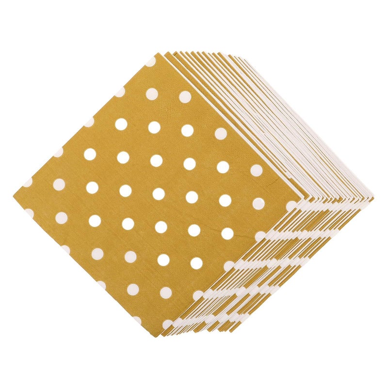 Decorative Printed Paper Napkins 16 Pcs Triple Layer Gold Dot 16.5x16.5cm - Image 2