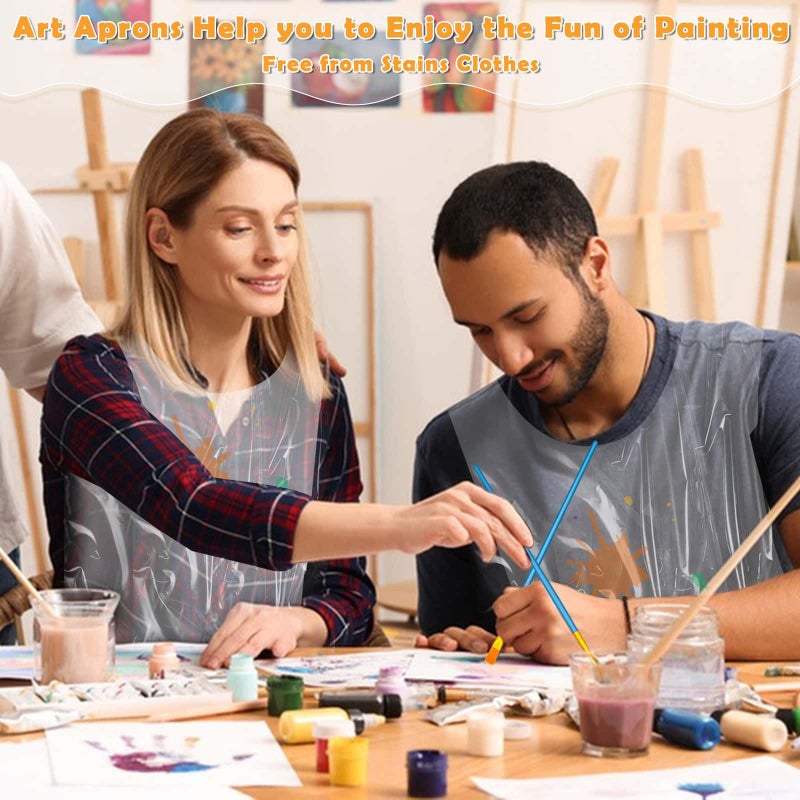 cridoz 100-Pack 8x10 Inch Canvas Boards for Painting â€“ Complete Art Kit with 50 Brushes, 20 Art Aprons & Paint Trays â€“ Includes Mini Easel for Adults Beginners & Party Art Projects Home Deco - Image 5