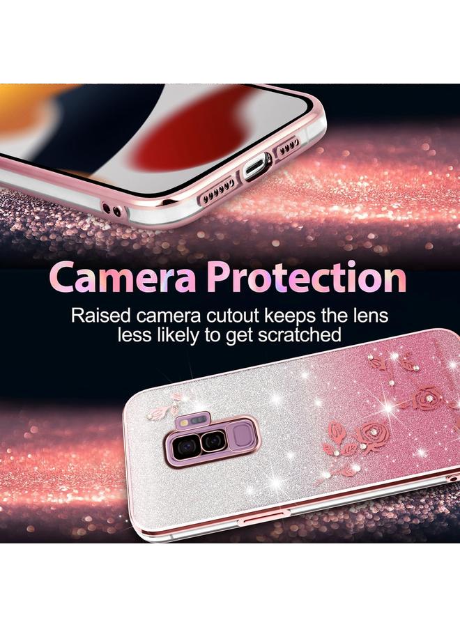 S-TOP Case For Samsung Galaxy S9+ Gradient Glitter Flower All-inclusive Phone Case - Image 5