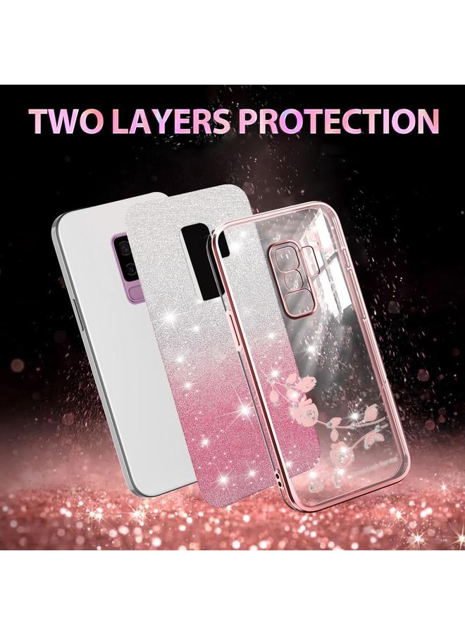 S-TOP Case For Samsung Galaxy S9+ Gradient Glitter Flower All-inclusive Phone Case - Image 2