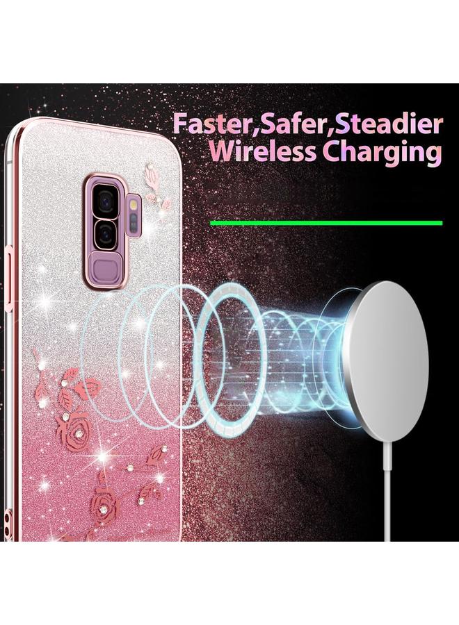 S-TOP Case For Samsung Galaxy S9+ Gradient Glitter Flower All-inclusive Phone Case - Image 3
