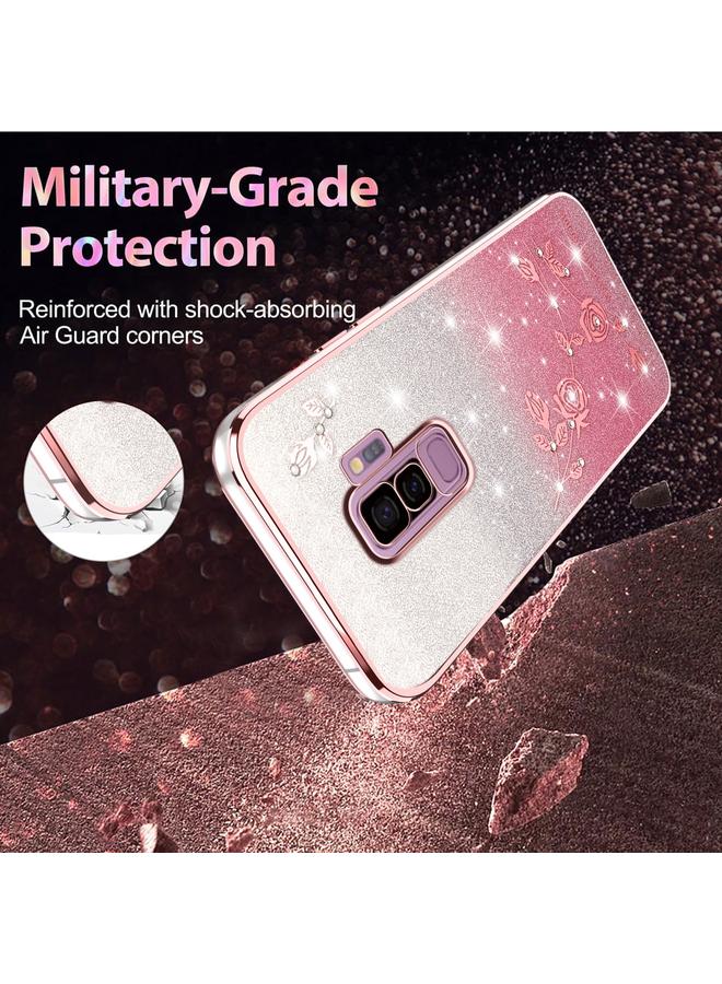 S-TOP Case For Samsung Galaxy S9+ Gradient Glitter Flower All-inclusive Phone Case - Image 4
